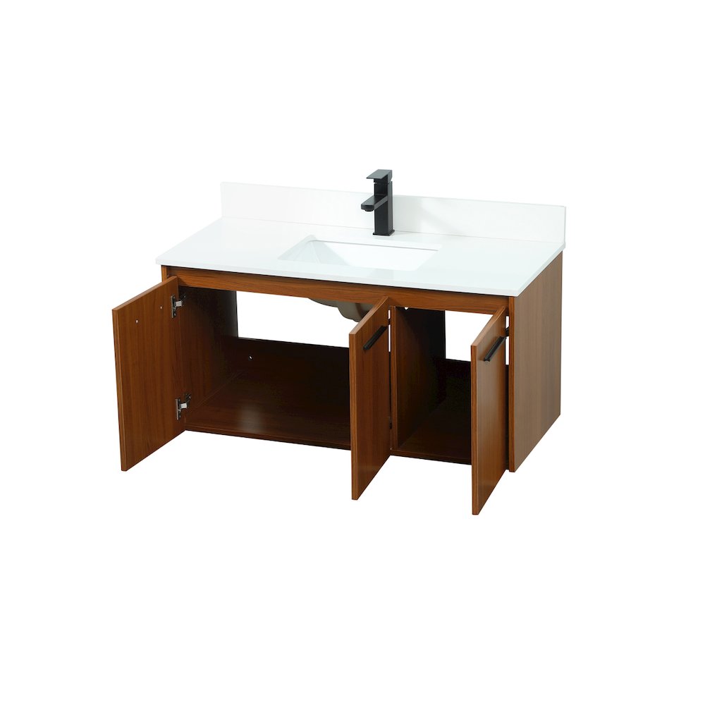 40 Inch Single Bathroom Vanity In Teak With Backsplash. Picture 10