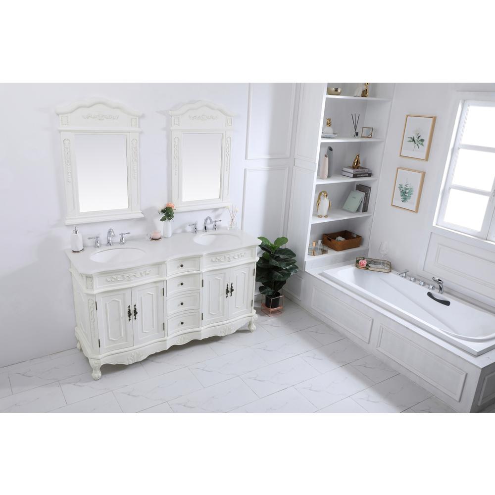 60 inch Double Bathroom vanity in antique white. Picture 9