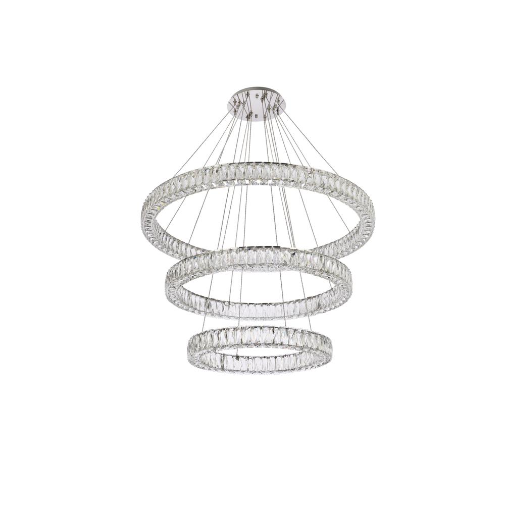 Monroe 41 inch LED triple ring chandelier in chrome. Picture 6