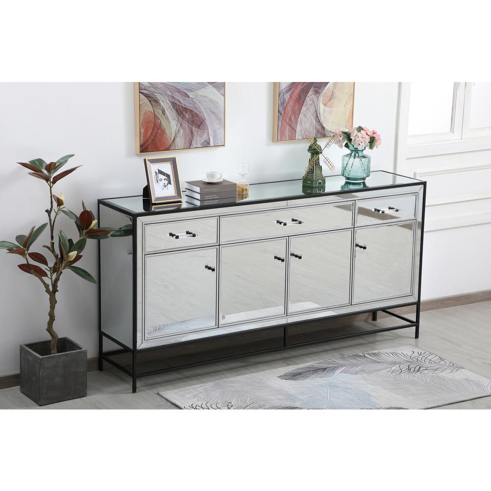 James 72 in. mirrored credenza in black. Picture 3