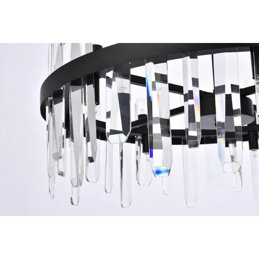 Serena 25 inch crystal round pendant in black. Picture 3