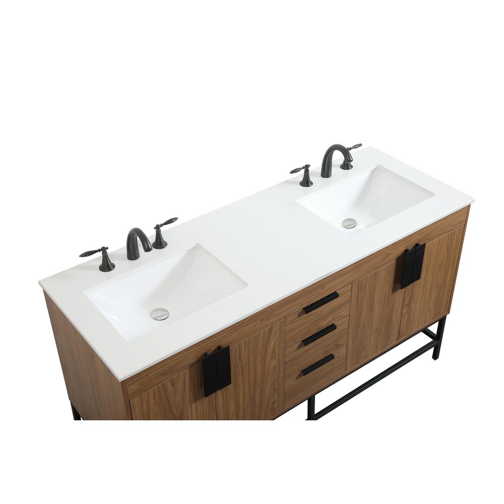 60 inch double bathroom vanity in walnut brown. Picture 10