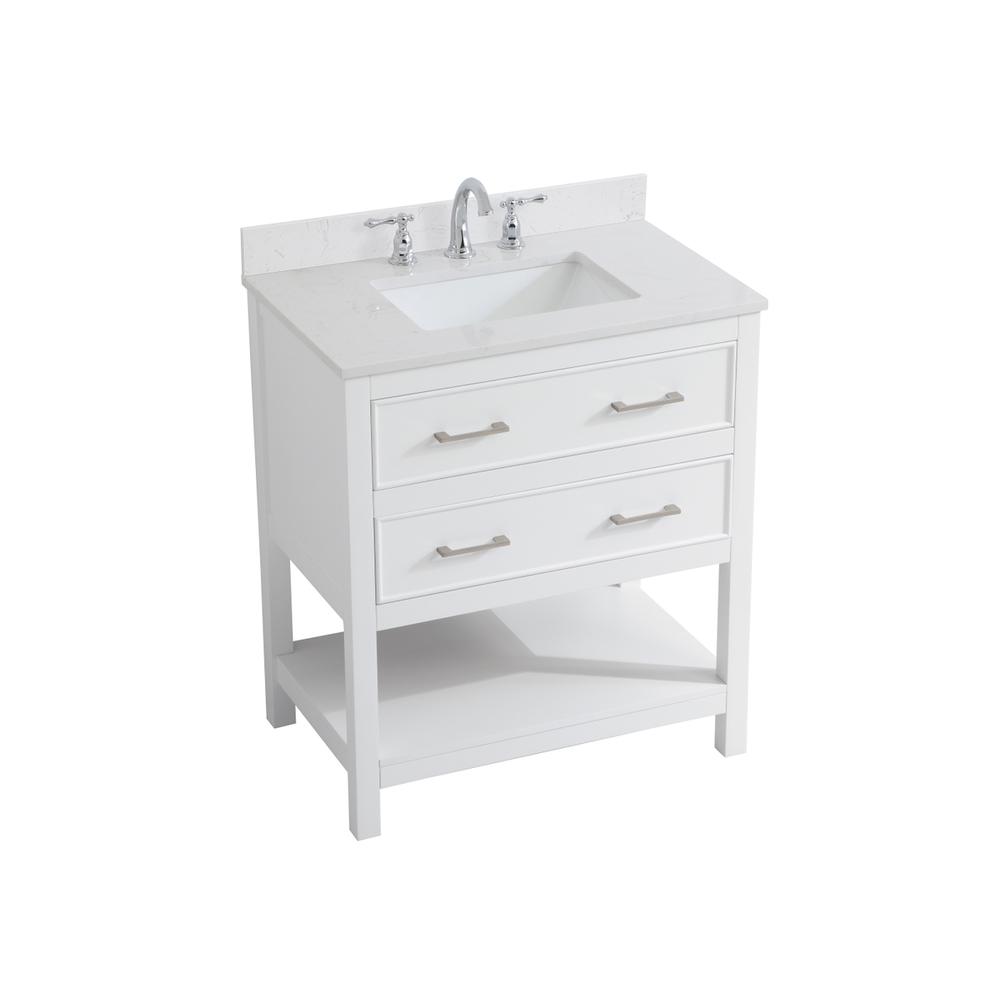 30 inch Single Bathroom Vanity in White with Backsplash. Picture 8