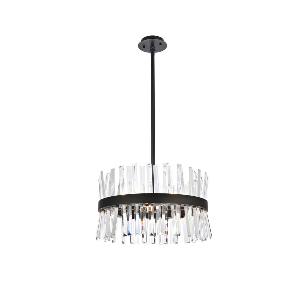 Serephina 20 inch crystal round pendant light in black. Picture 1