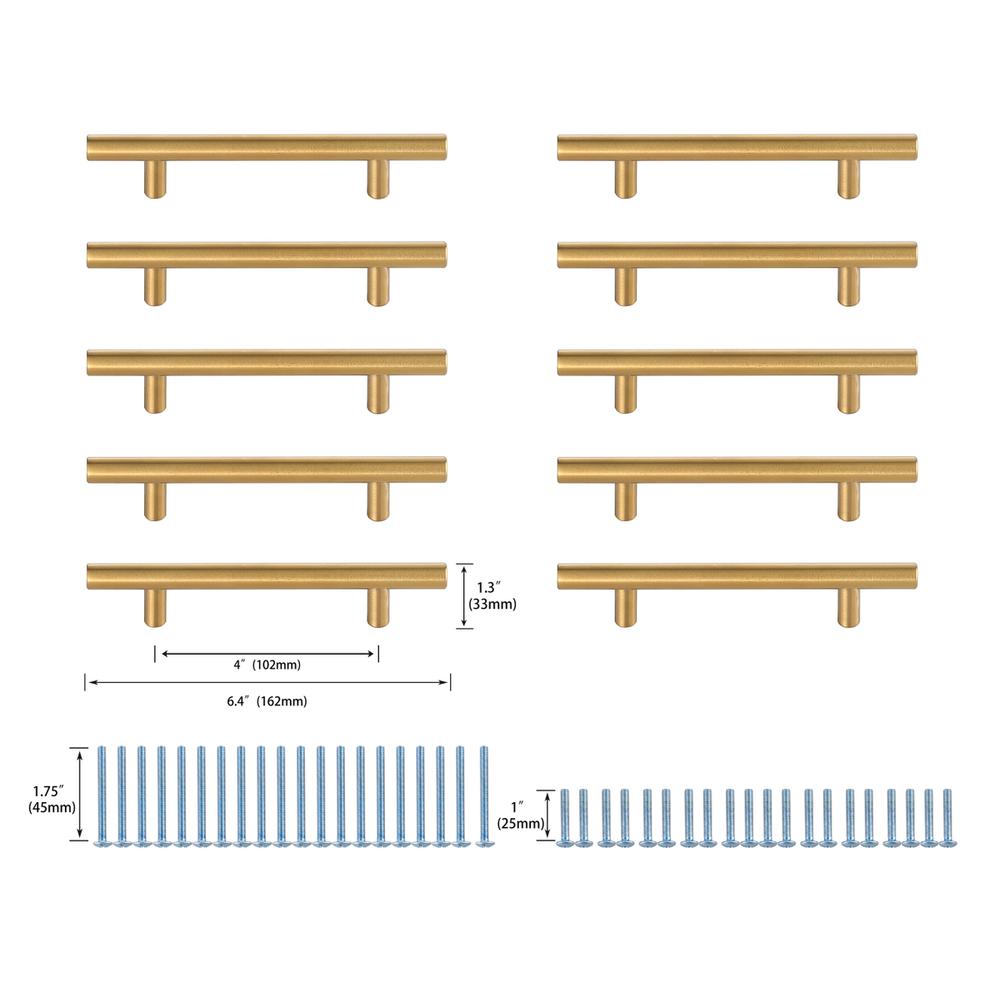 Quinn 4" Center to Center Brass Bar Pull Multipack (set of 10). Picture 4
