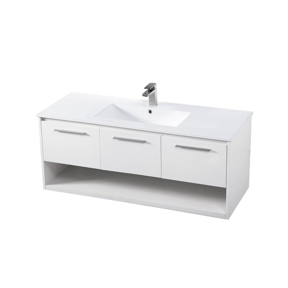 48 inch  Single Bathroom Floating Vanity in White. Picture 7