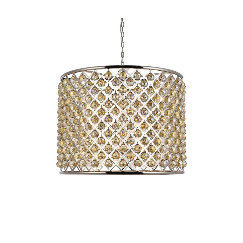 Madison 12 light polished nickel Chandelier Golden Teak. Picture 2