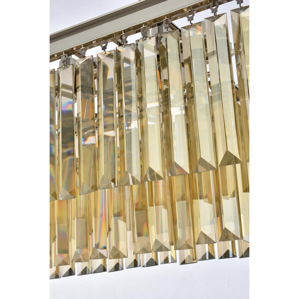 Sydney 12 light polished nickel Chandelier Golden Teak (Smoky) Royal Cut Crystal. Picture 5