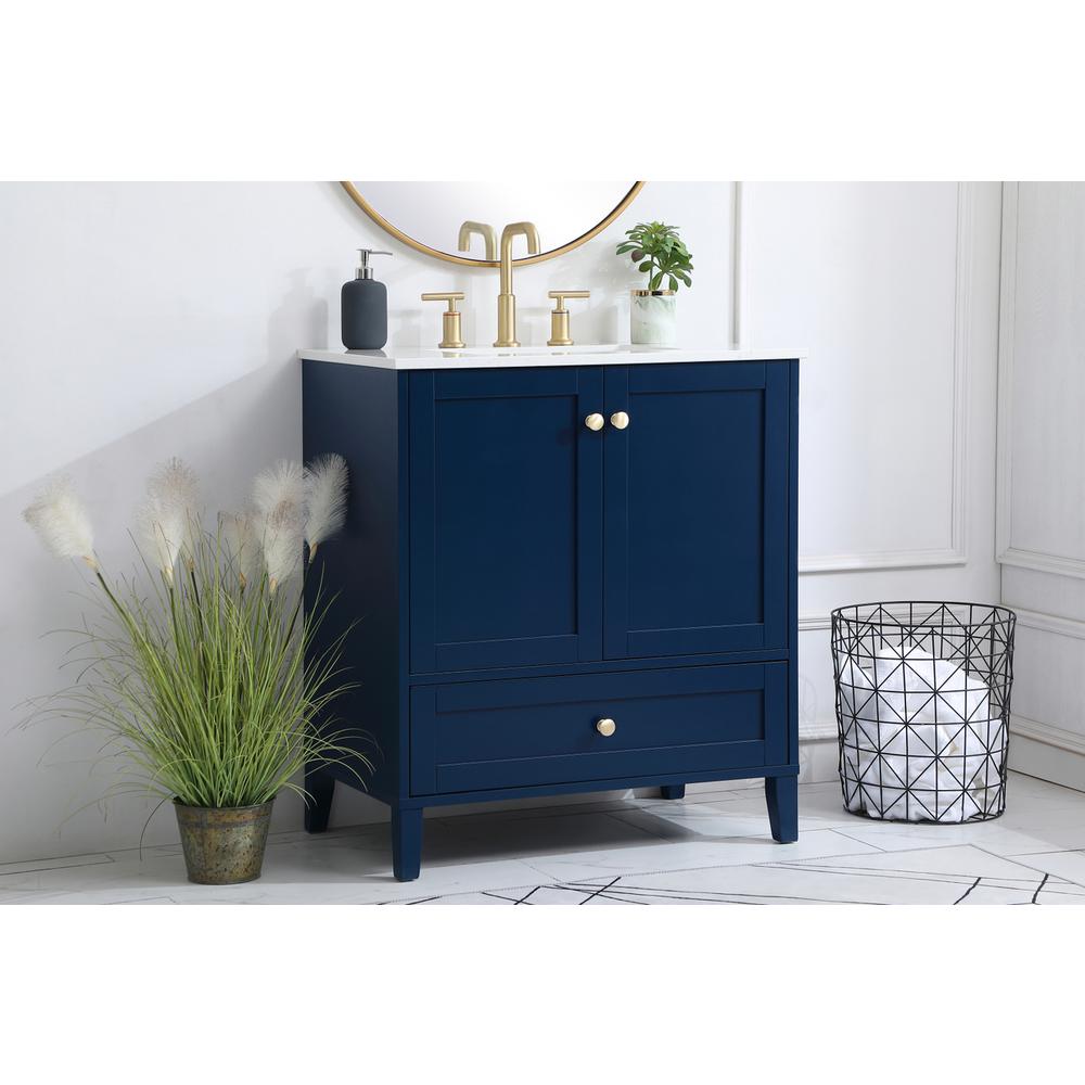 30 inch Single Bathroom Vanity in Blue. Picture 2