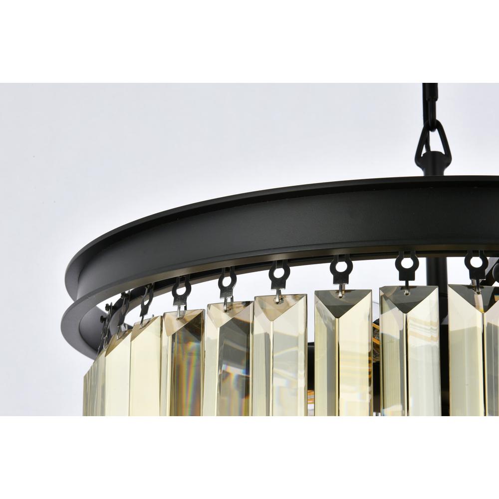 Sydney 9 light Matte Black Chandelier Golden Teak (Smoky) Royal Cut Crystal. Picture 5