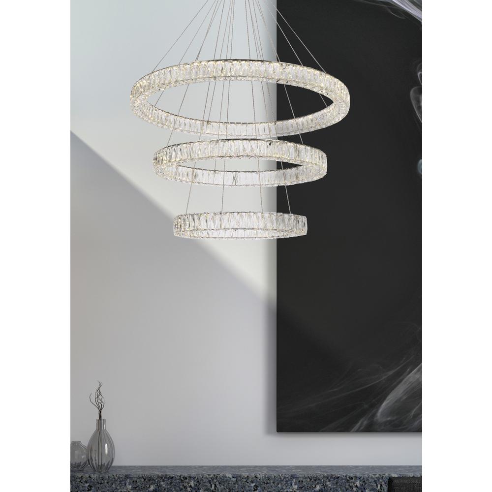 Monroe 41 inch LED triple ring chandelier in chrome. Picture 8