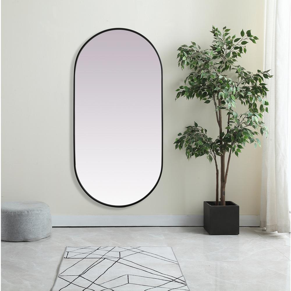 Metal Frame Oval Mirror 30x60 Inch in Black. Picture 11