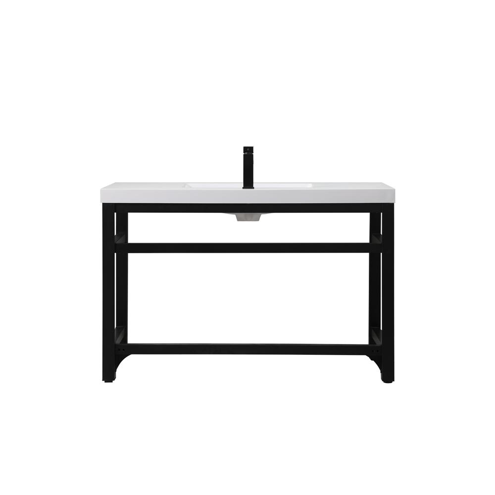 48 inch ADA compliant Single bathroom metal vanity in black. Picture 13