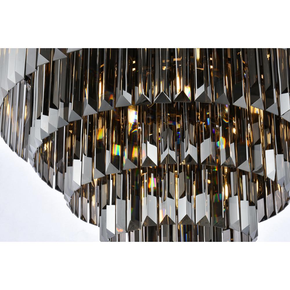 Sydney 17 light Matte Black Flush Mount Silver Shade (Grey) Royal Cut Crystal. Picture 3