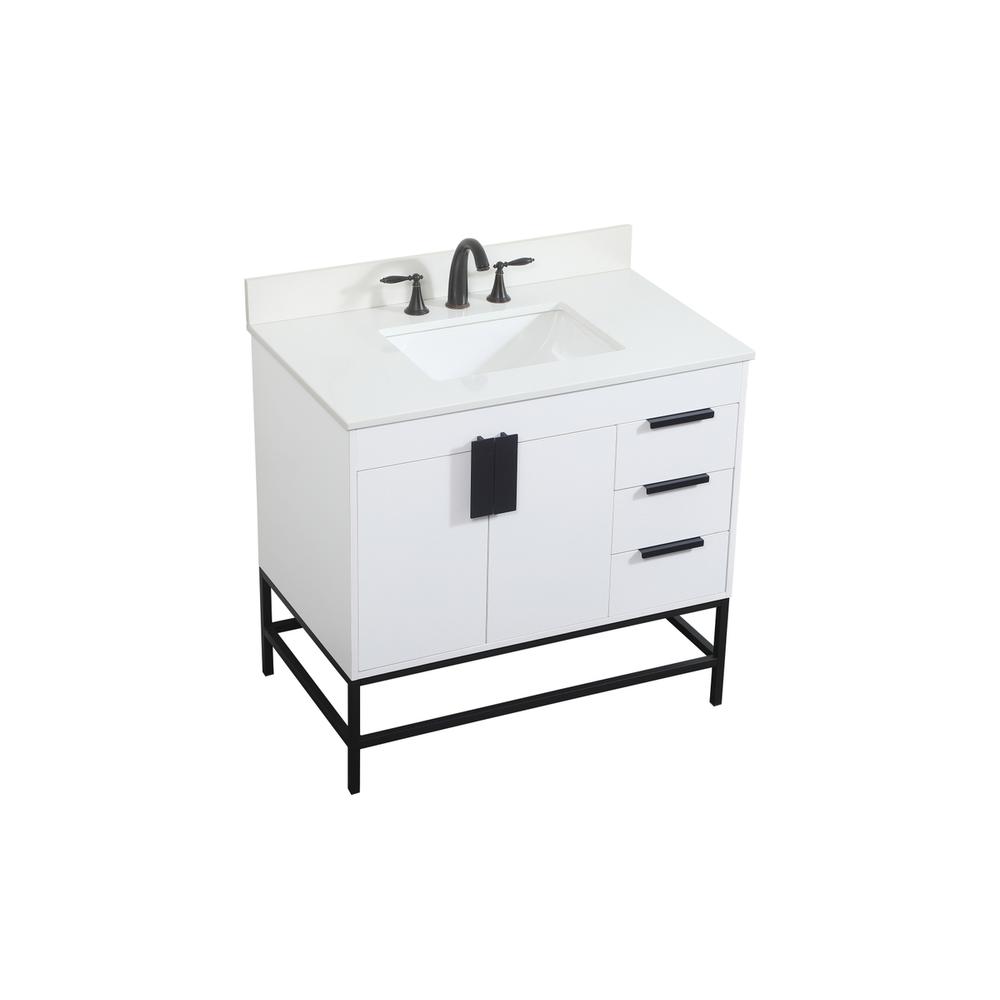 36 inch Single bathroom vanity in white with backsplash. Picture 8