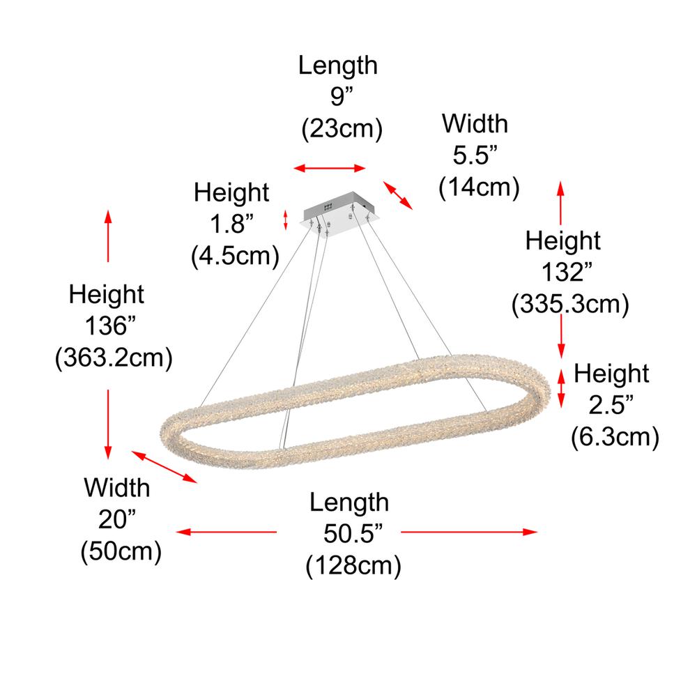 Bowen 51 inch Adjustable LED Chandelier in Chrome. Picture 10