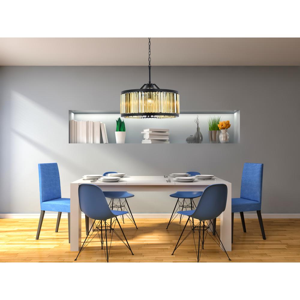 Chelsea 8 light Matte Black Chandelier Golden Teak (Smoky) Royal Cut Crystal. Picture 7
