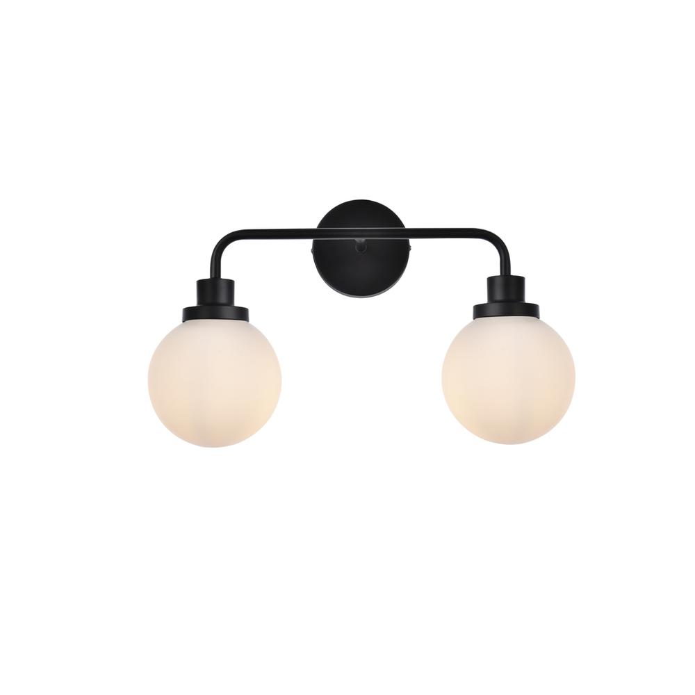 Hanson 2 lights bath sconce in black with frosted shade. Picture 1