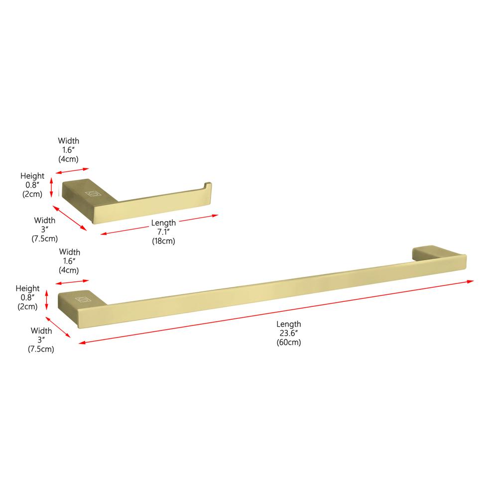 Sofia 2-Piece Bathroom Hardware Set in Brushed Gold. Picture 7