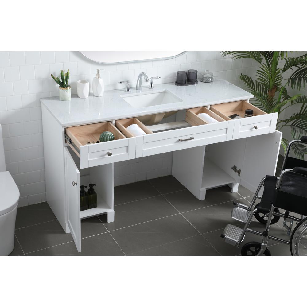 60 Inch ADA Compliant Bathroom Vanity In White. Picture 3