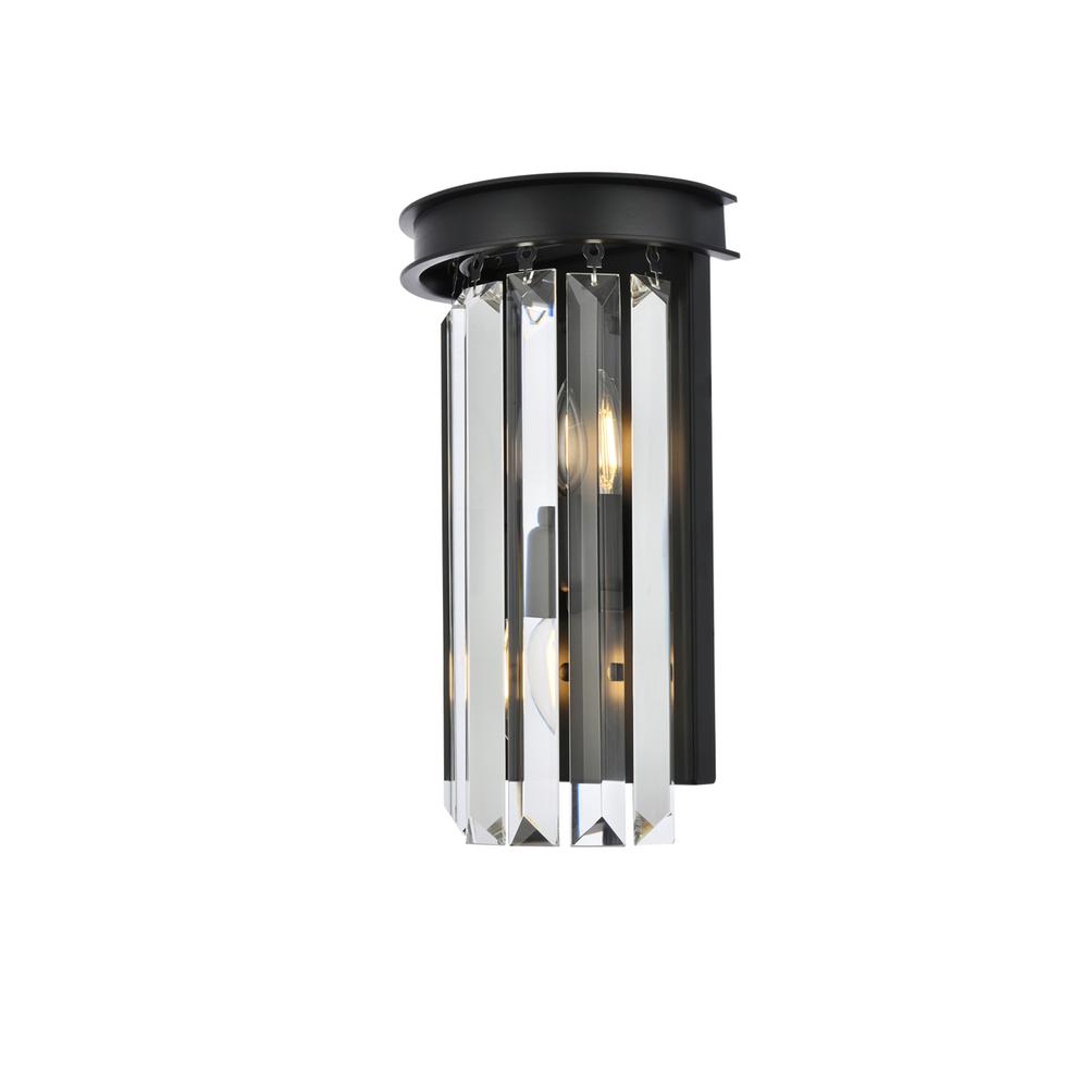 Sydney 2 light Matte Black Wall Sconce Clear Royal Cut Crystal. Picture 2