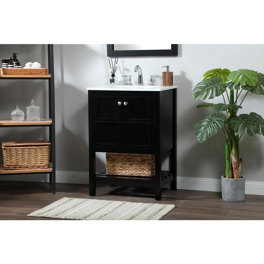 24 inch Single bathroom vanity in black. Picture 2