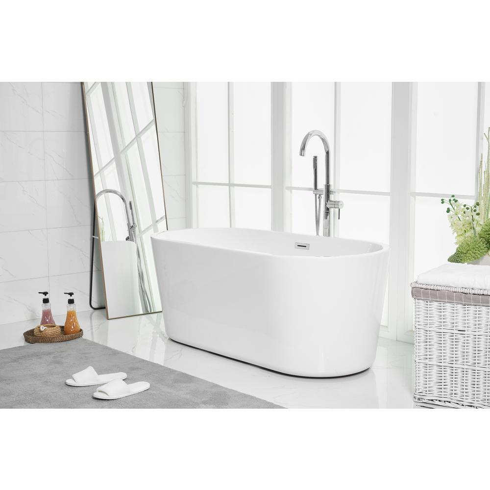 59 inch soaking roll top bathtub in glossy white. Picture 2