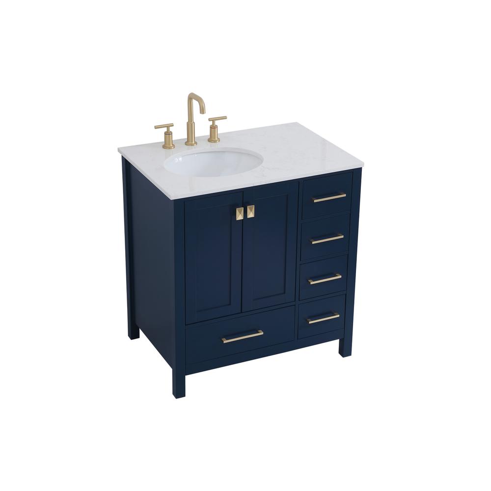 32 inch Single Bathroom Vanity in Blue. Picture 7