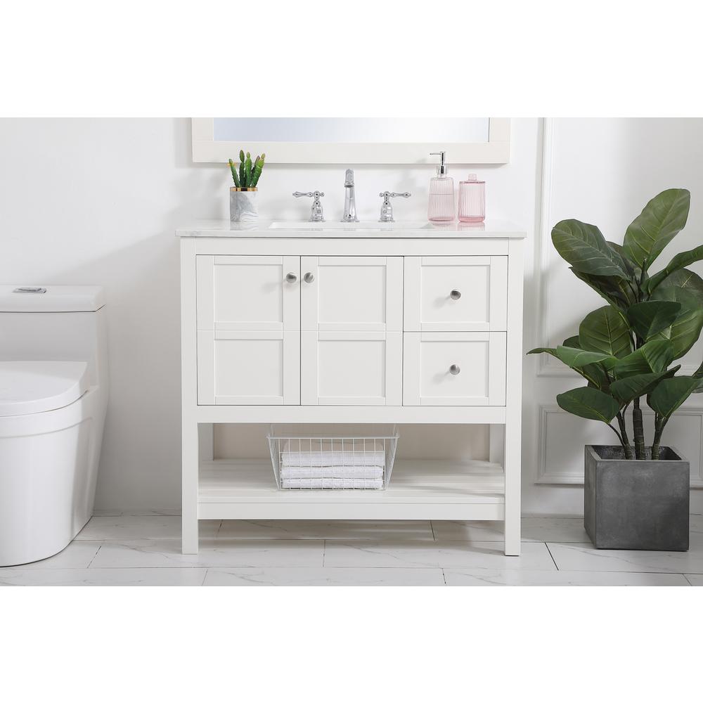 36 inch Single Bathroom Vanity in White. Picture 14