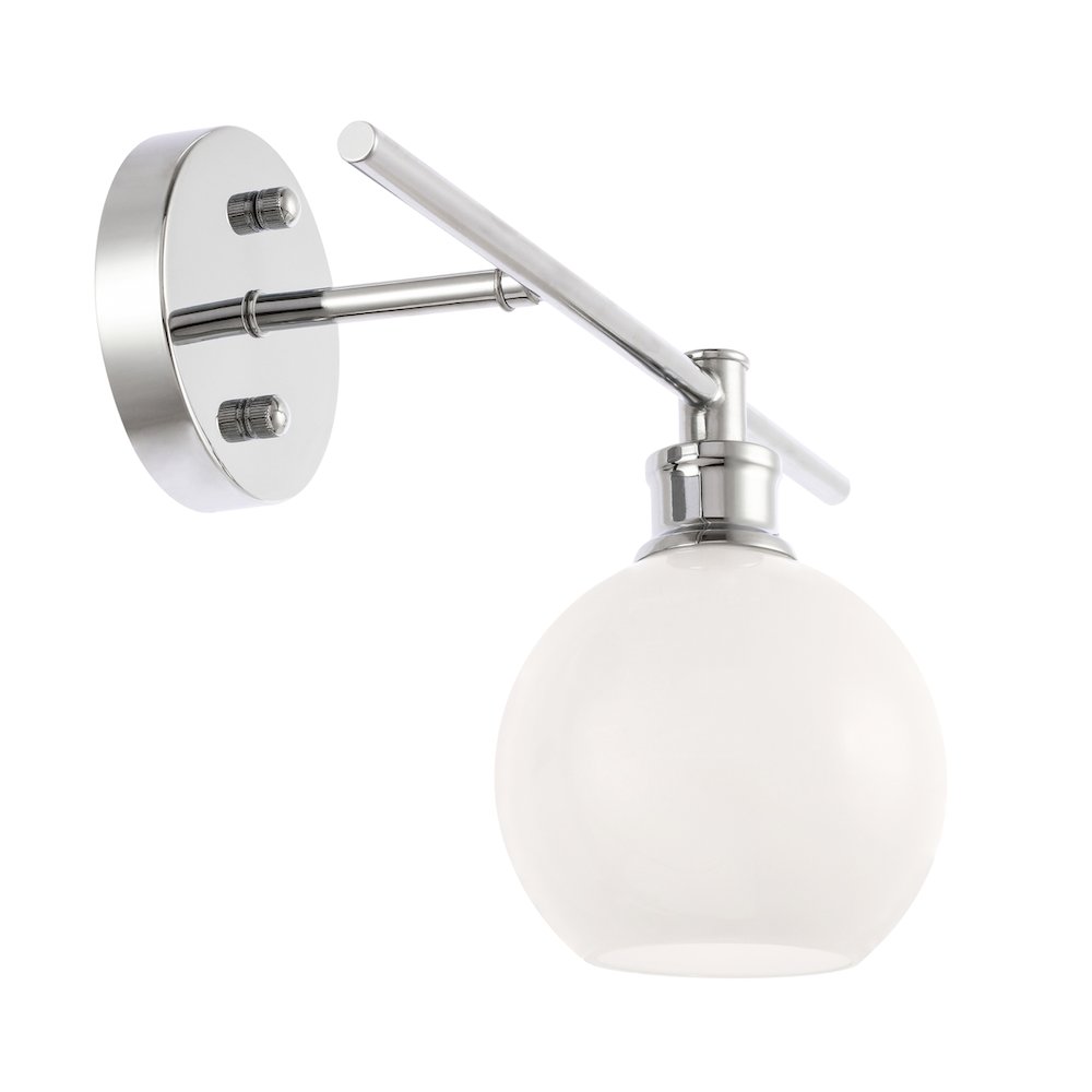 Collier 1 Light Chrome And Frosted White Glass Right Wall Sconce. Picture 8