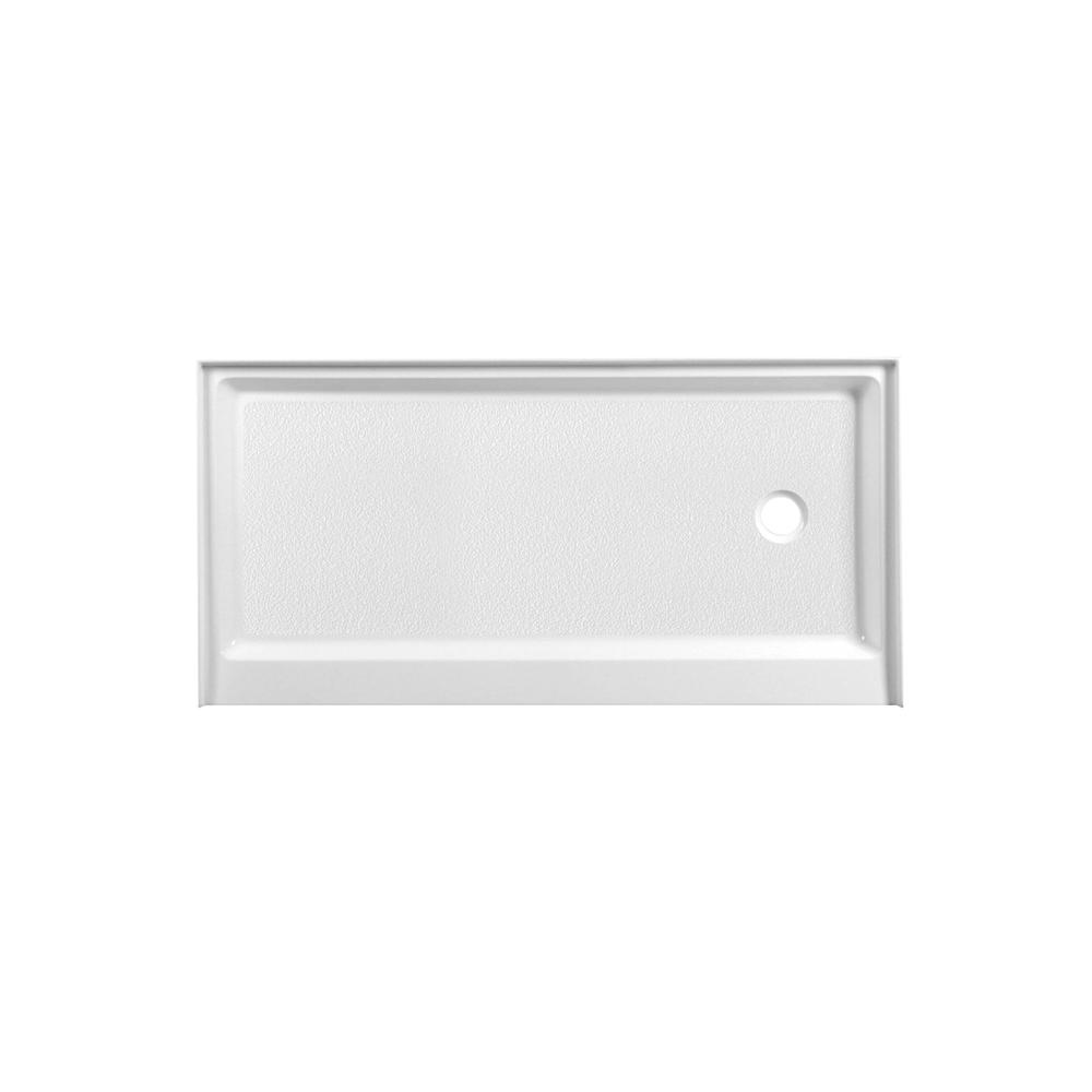 60x30 inch Single threshold shower tray right drain in glossy white. Picture 1