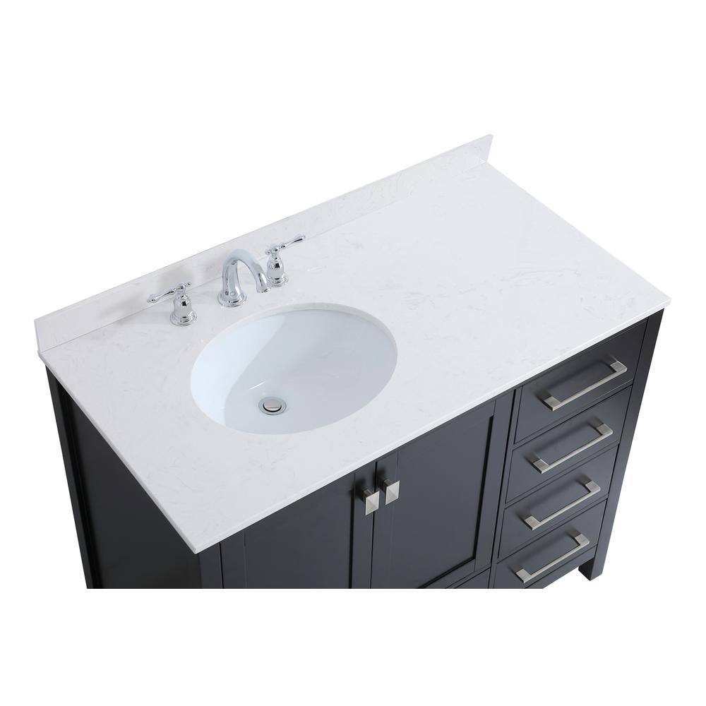 42 inch Single Bathroom Vanity in Black with Backsplash. Picture 10