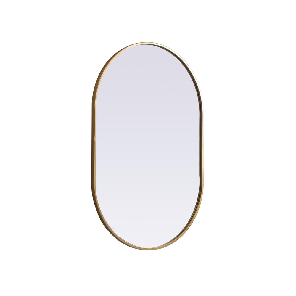Metal Frame Oval Mirror 27x40 Inch in Brass. Picture 7