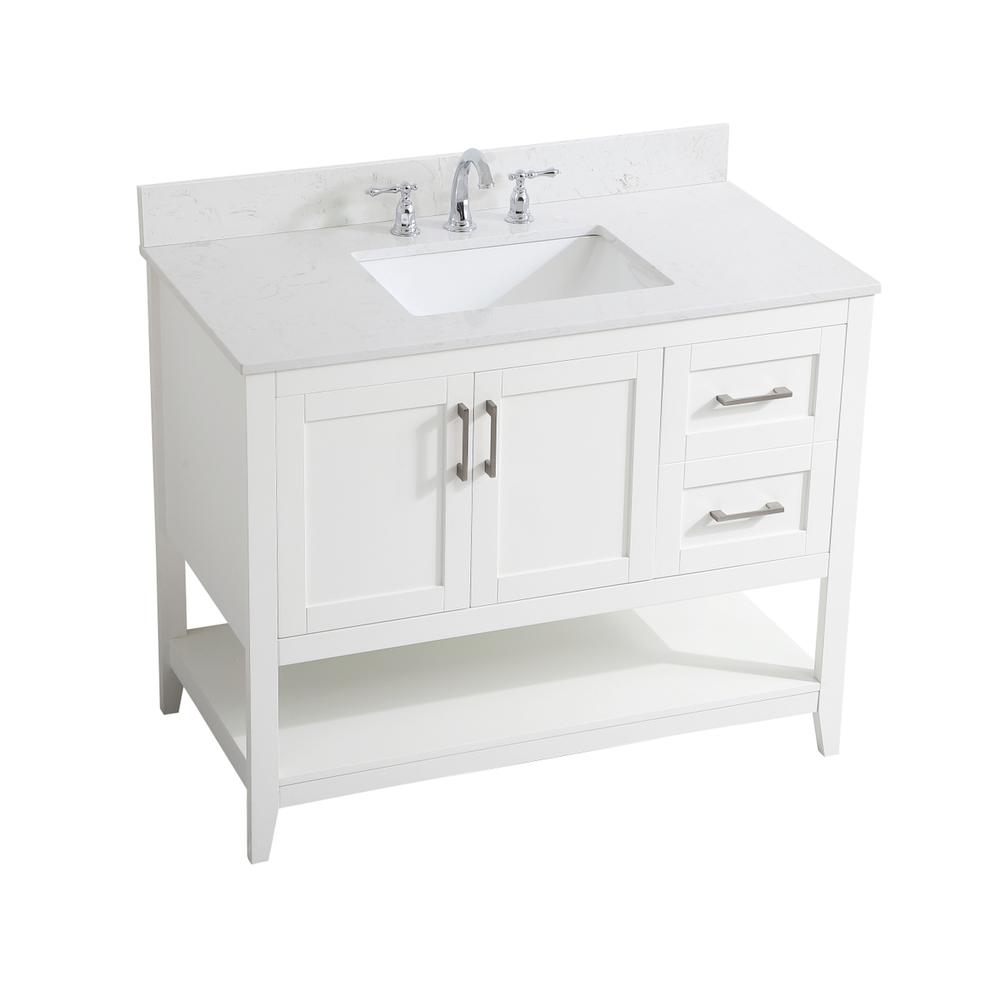 42 inch Single Bathroom Vanity in White with Backsplash. Picture 9