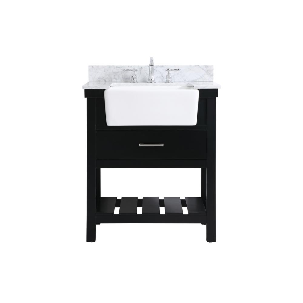 30 inch Single bathroom vanity in black with backsplash. Picture 1