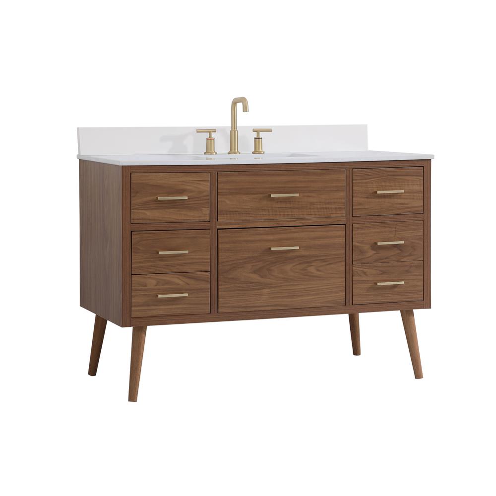 48 inch bathroom Vanity in Walnut Brown with Backsplash. Picture 7