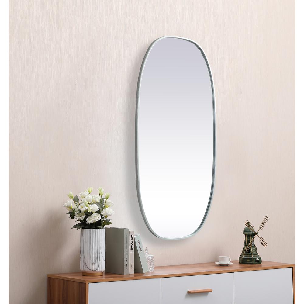 Metal Frame Oval Mirror 24x48 Inch in Silver. Picture 4