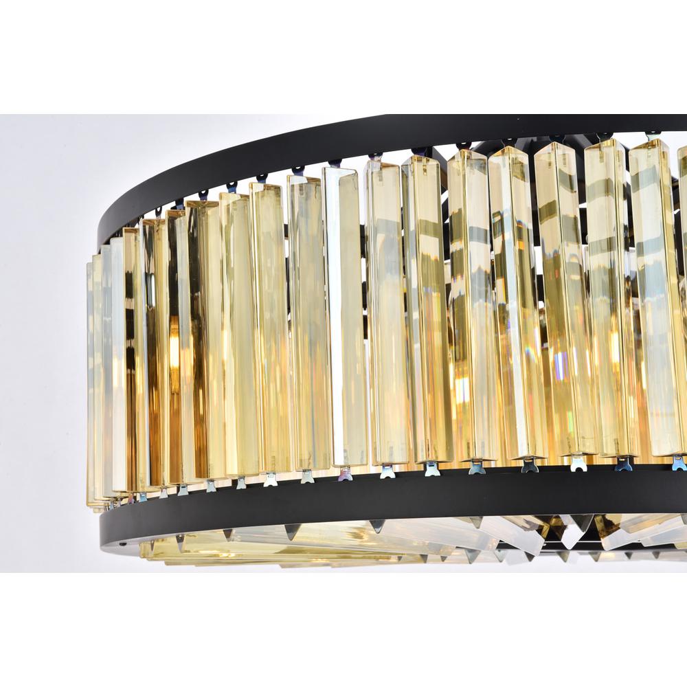 Chelsea 10 light Matte Black Chandelier Golden Teak (Smoky) Royal Cut Crystal. Picture 5