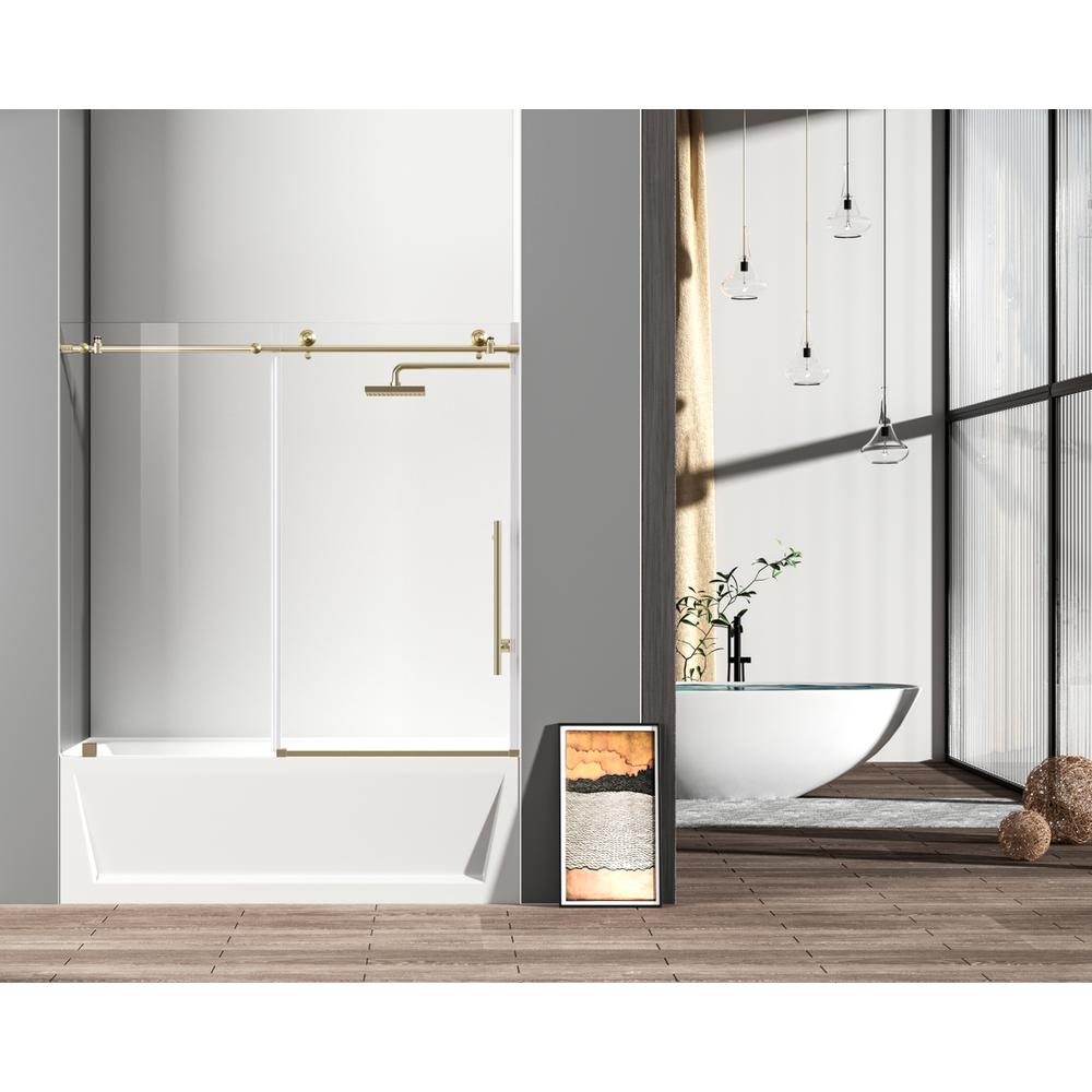 Frameless tub door 60 x 60 Brushed Gold. Picture 1