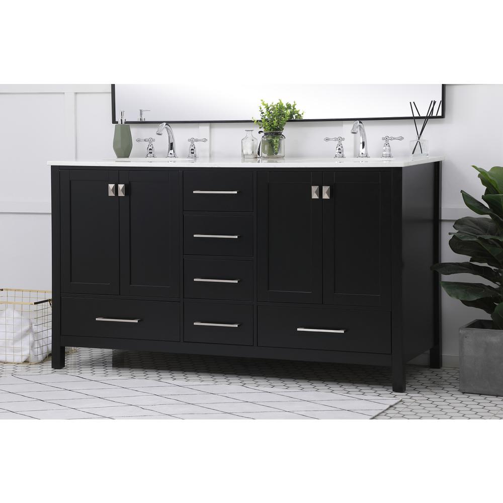 60 inch Double Bathroom Vanity in Black. Picture 2