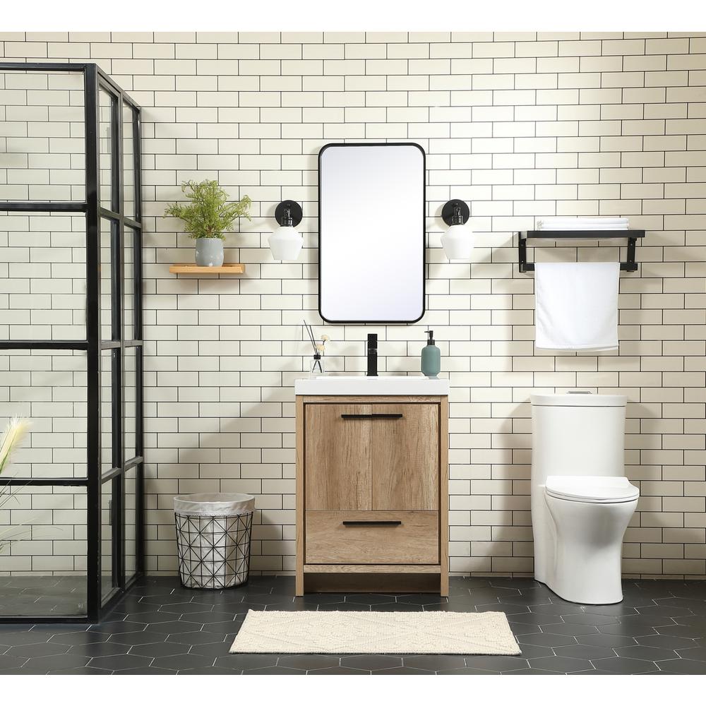 24 inch Single bathroom vanity in natural oak. Picture 4