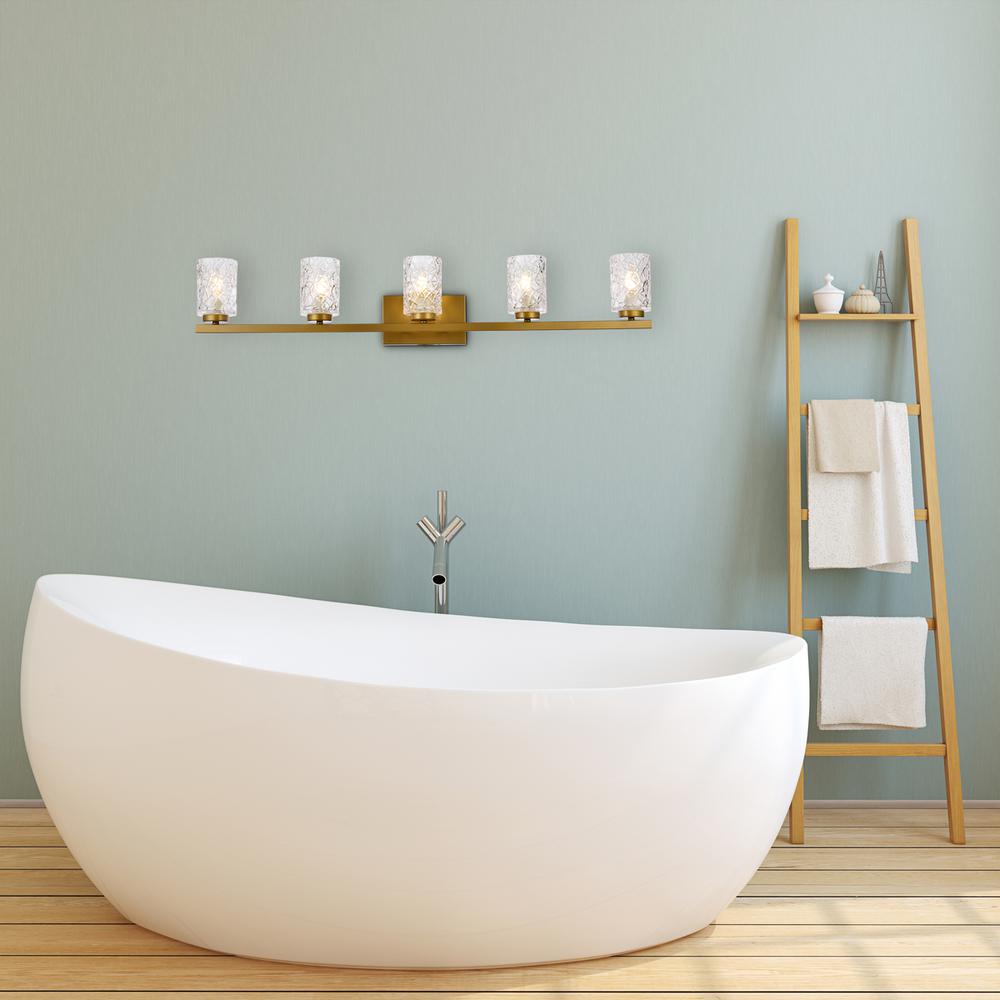 Cassie 5 lights bath sconce in brass with clear shade. Picture 7