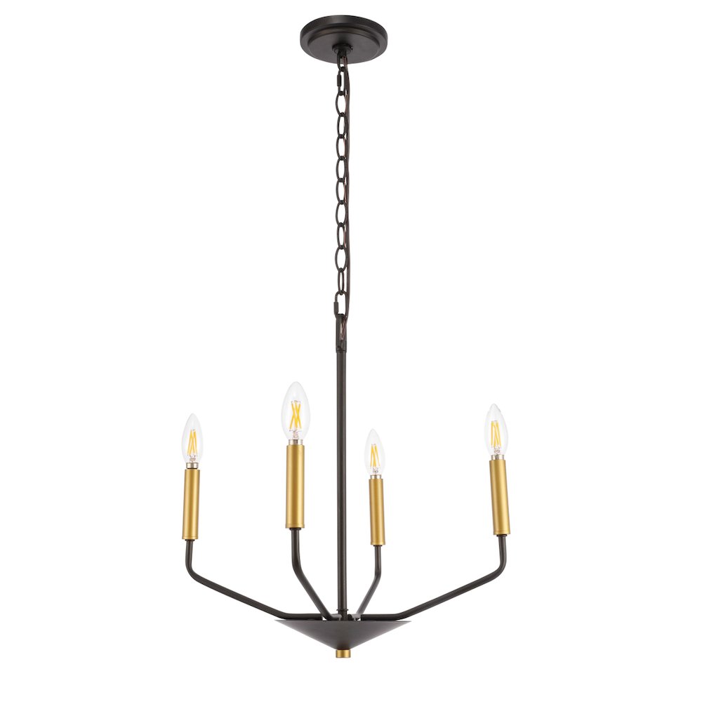 Enzo 4 Light Black And Brass Pendant. Picture 3