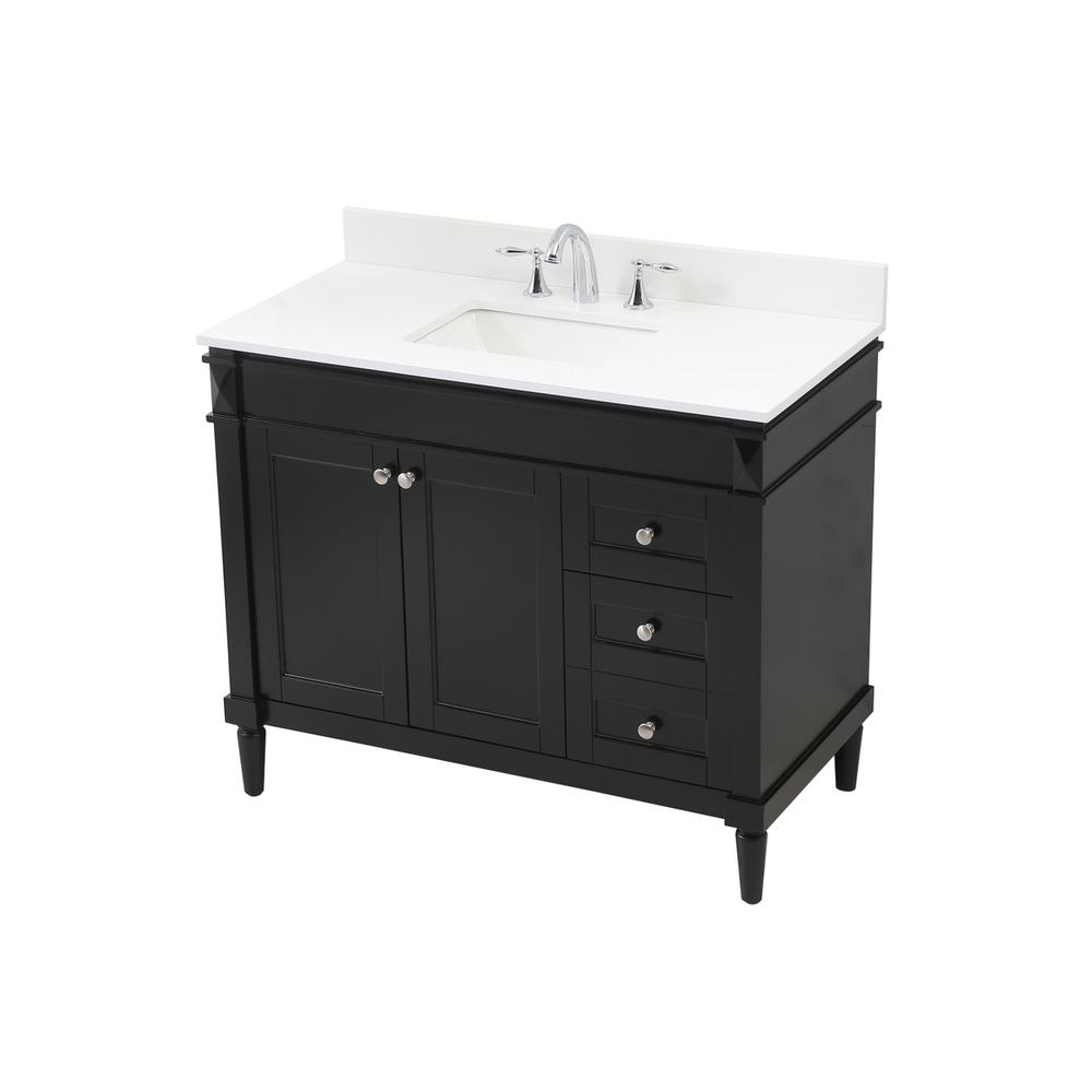 42 inch Single bathroom vanity in black with backsplash. Picture 8