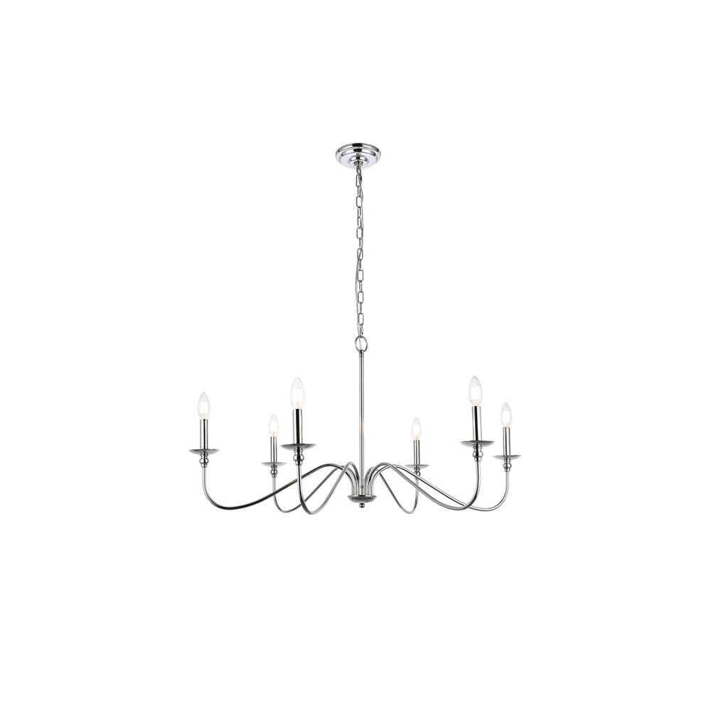 Rohan 6 lights polished nickel chandelier. Picture 1