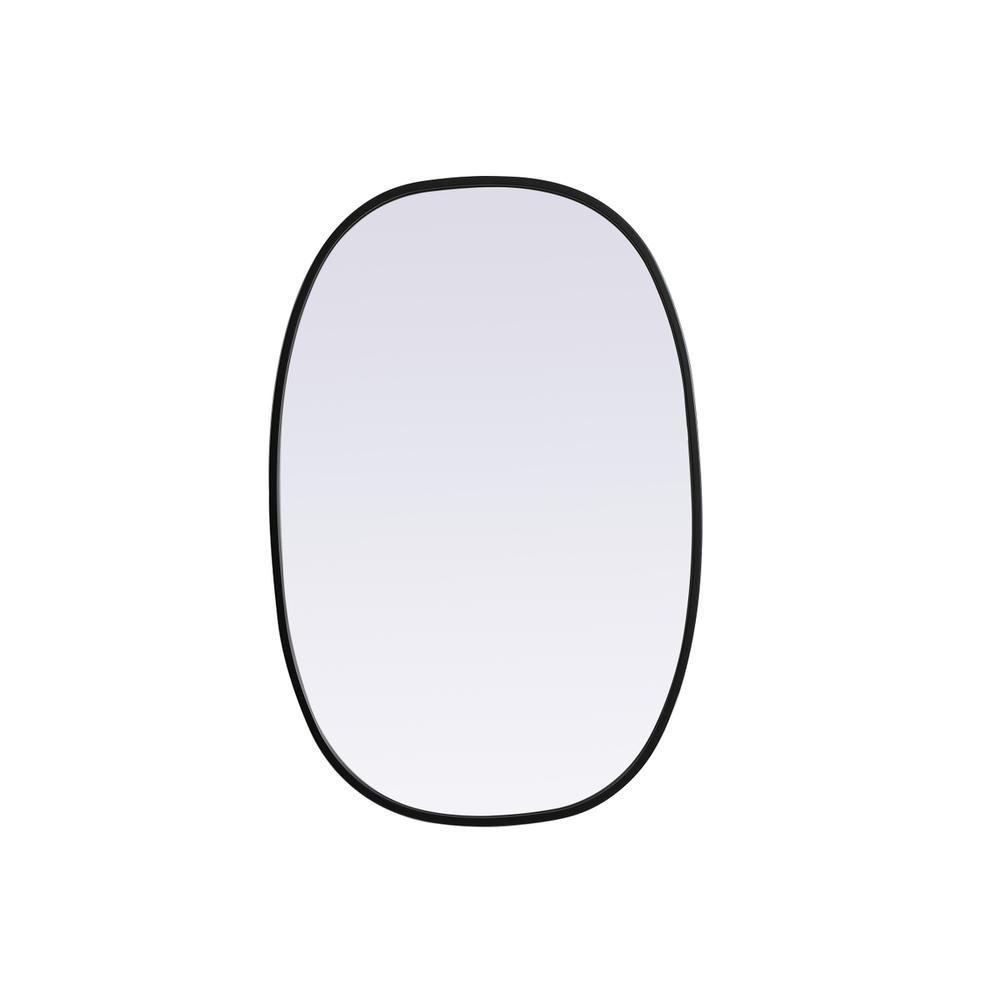 Metal Frame Oval Mirror 20x30 Inch in Black. Picture 1