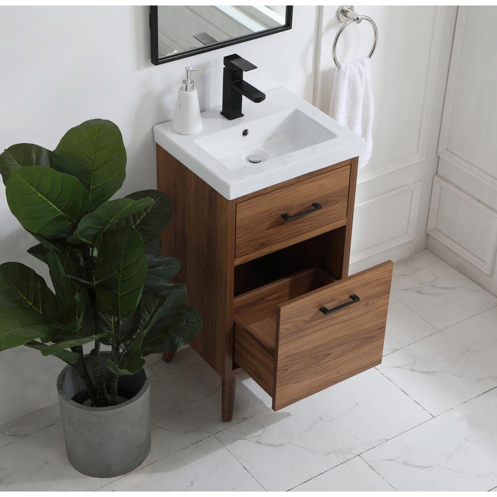 18 inch bathroom vanity in walnut brown. Picture 3