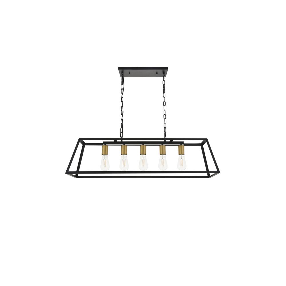 Resolute 5 light brass and black Pendant. Picture 4