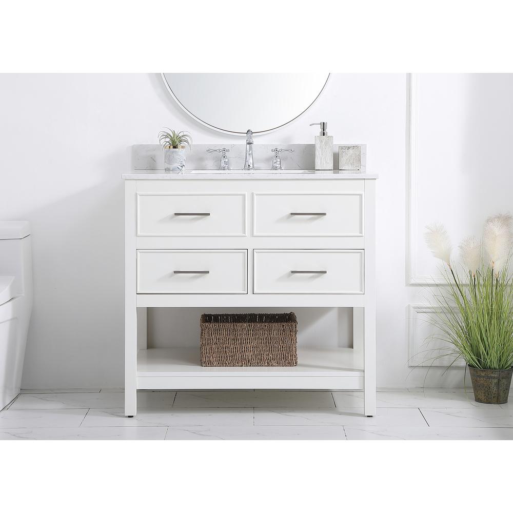 36 inch Single bathroom vanity in white with backsplash. Picture 14