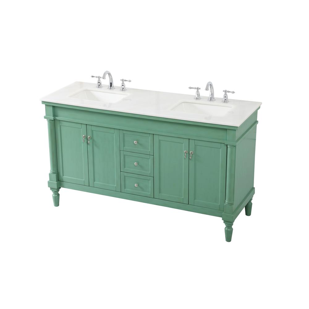 60 inch double bathroom vanity in vintage mint. Picture 8